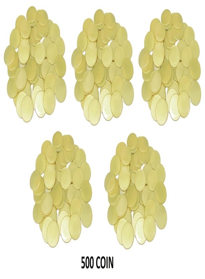 موريل عملة معدنية دائرية عادية من موريل، مصنوعة من البلاستيك، مناسبة للمتاجر، والألعاب، والمحلات التجارية، والكازينوهات، والمدارس، وغيرها. (500 عملة، لون ذهبي) 35 مم، عبوة من 500 قطعة - Image 2